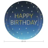 Golden Happy Birthday Blue FSC Paper Plates Large 23cm - 8pk - Image 2