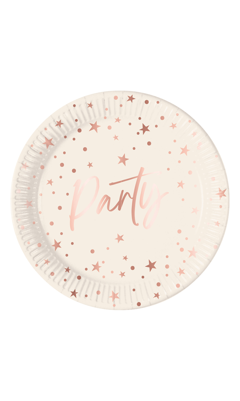 Rose Gold Party FSC Paper Plates Large 23cm - 8pk