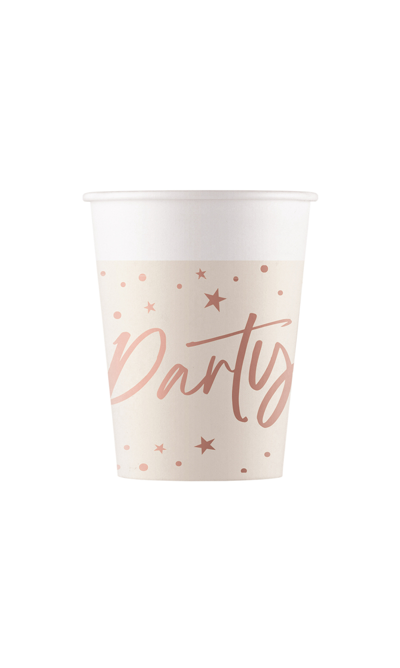Rose Gold Party FSC Paper Cups 200ml - 8pk