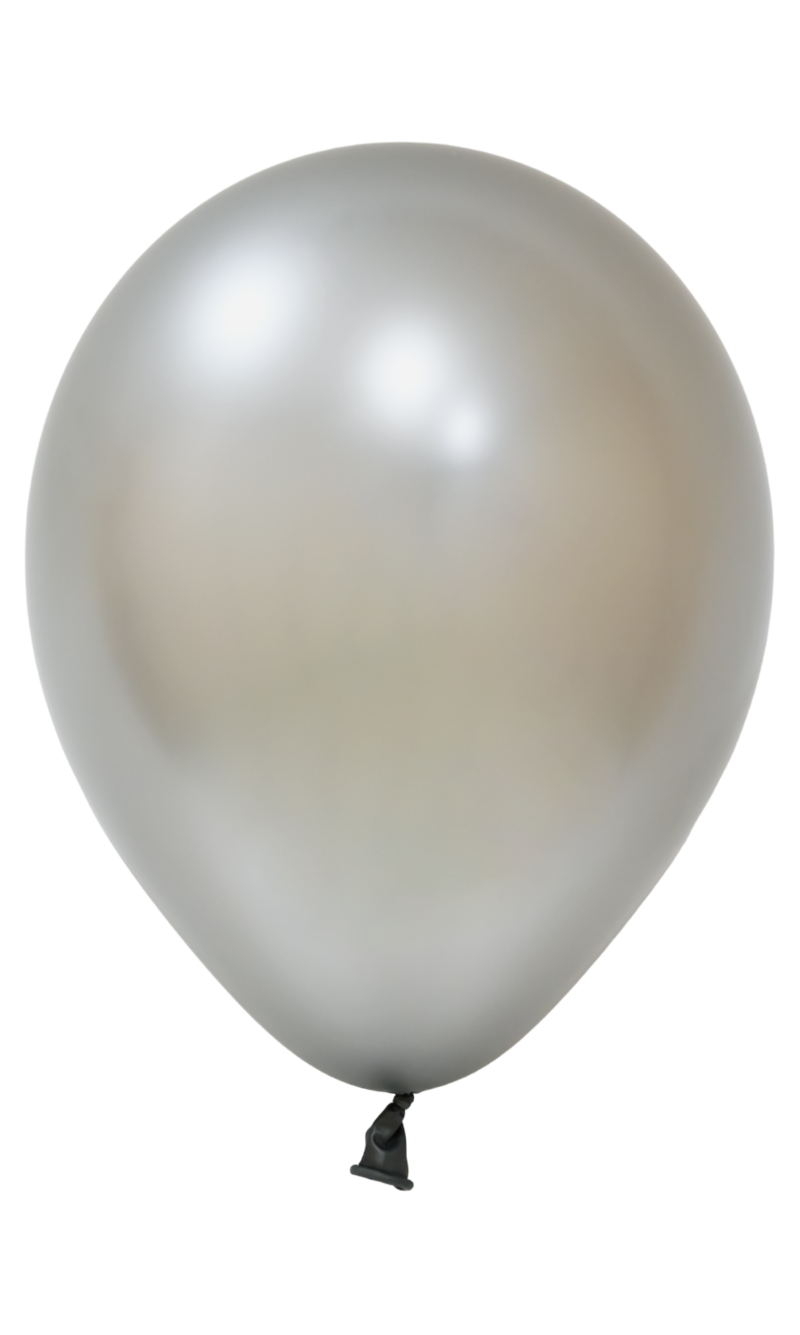 Balonevi Metallic Silver Latex Balloon 12 Inch - 100pcs