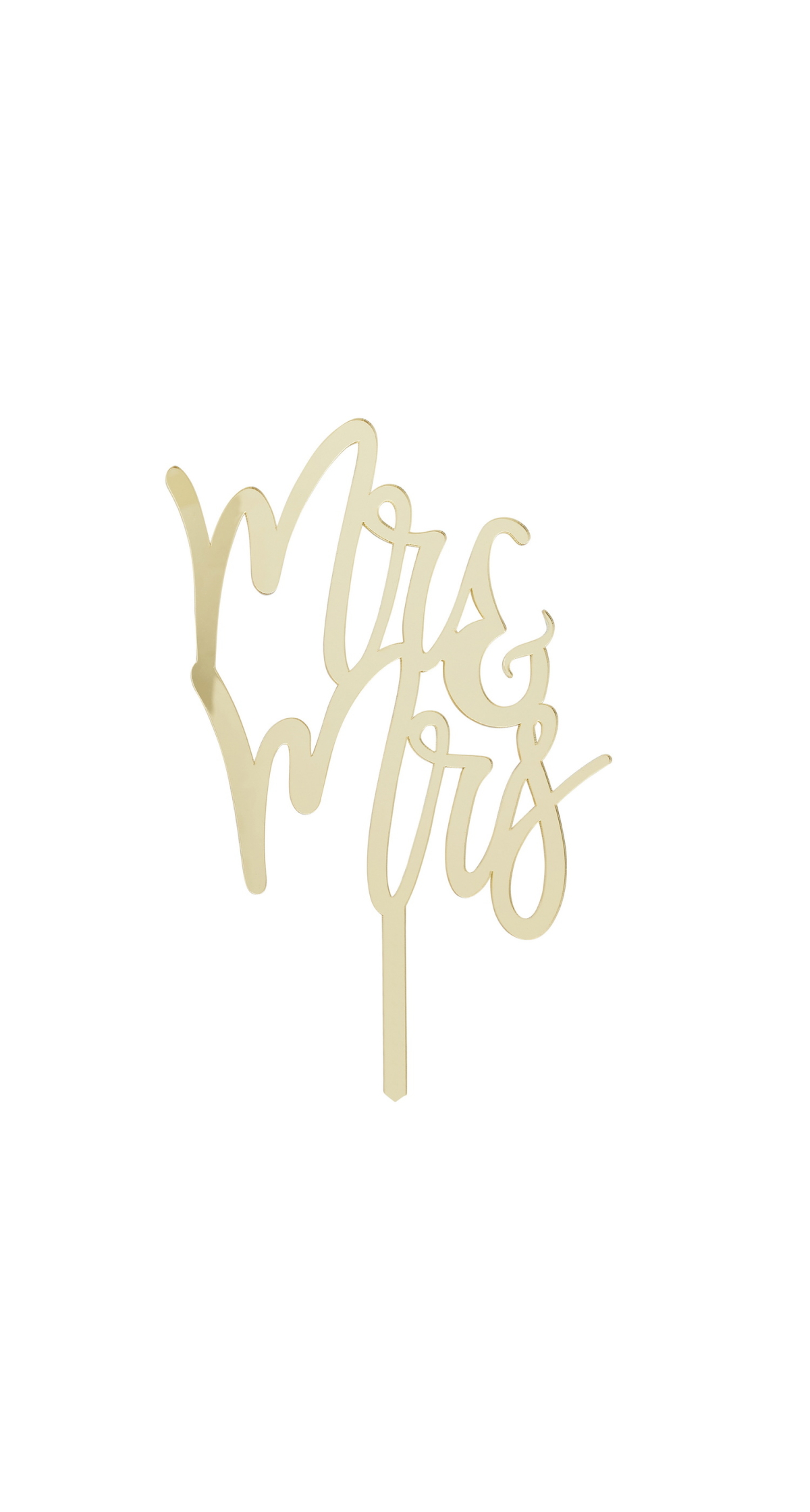 Mr & Mrs Gold Mirror Acrylic Cake Topper 130x200mm - Image 3