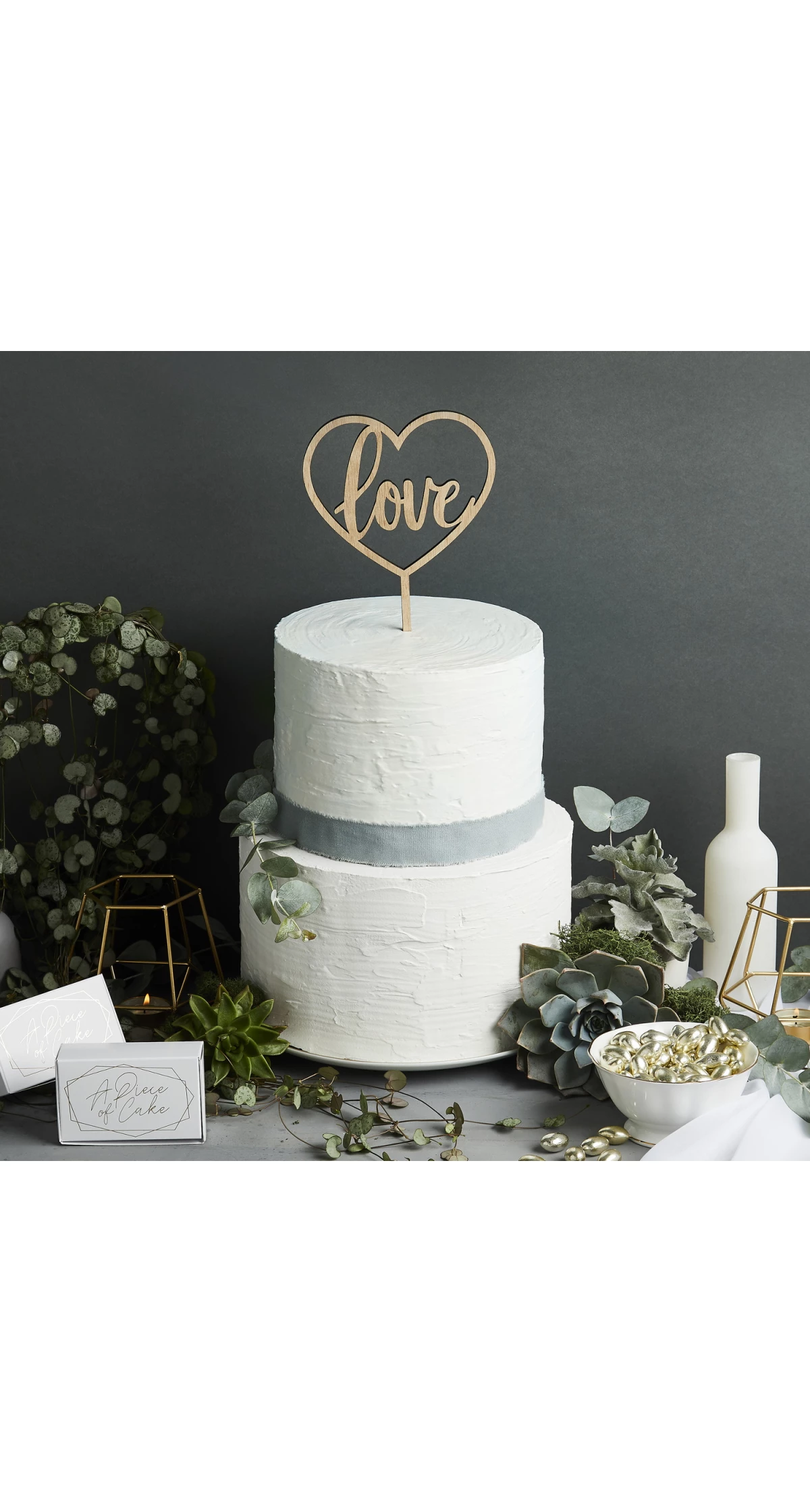Wooden Cake Topper Love  140x230mm