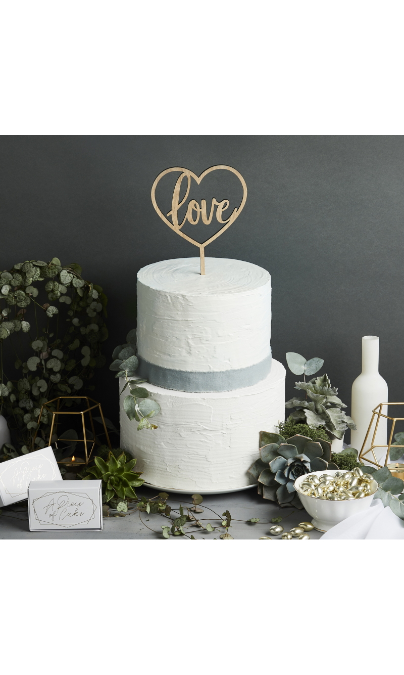 Wooden Cake Topper Love  140x230mm