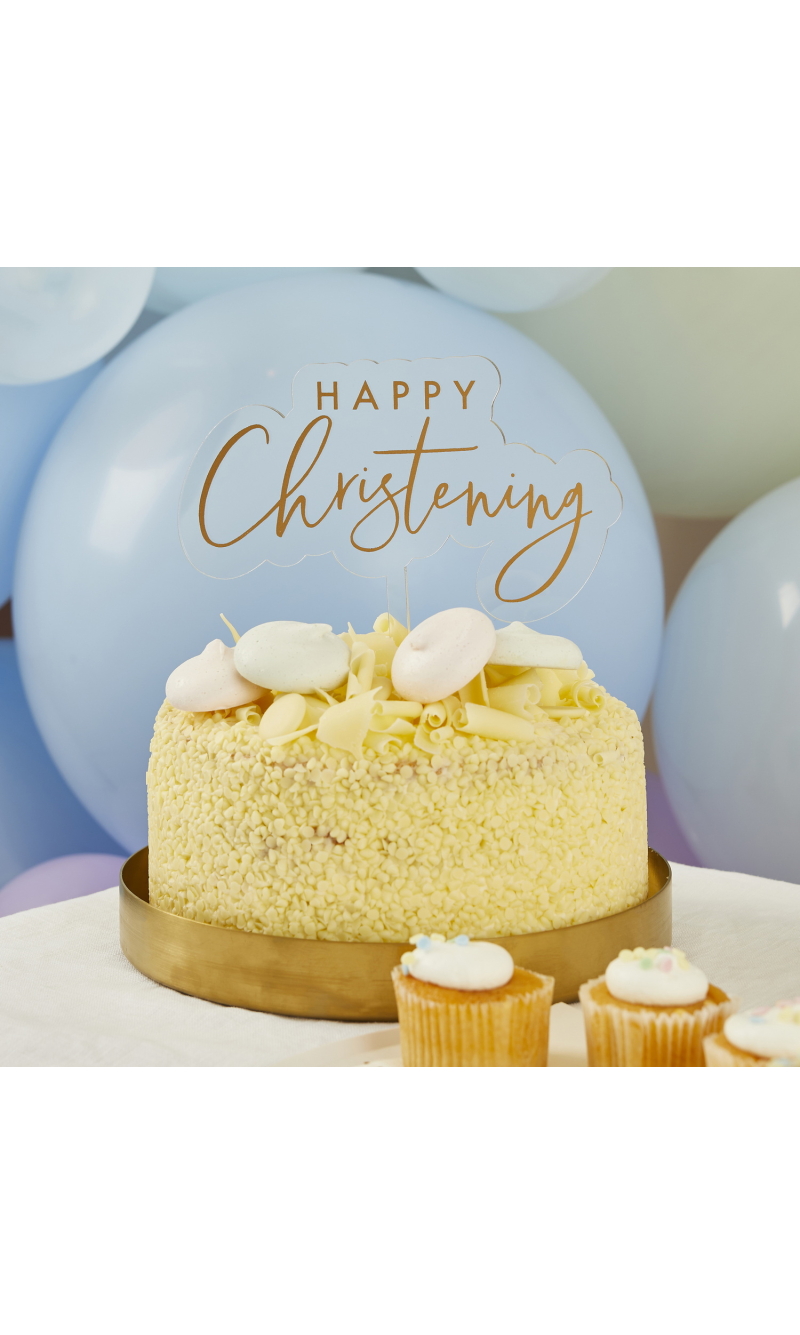 Happy Christening Acrylic Cake Topper