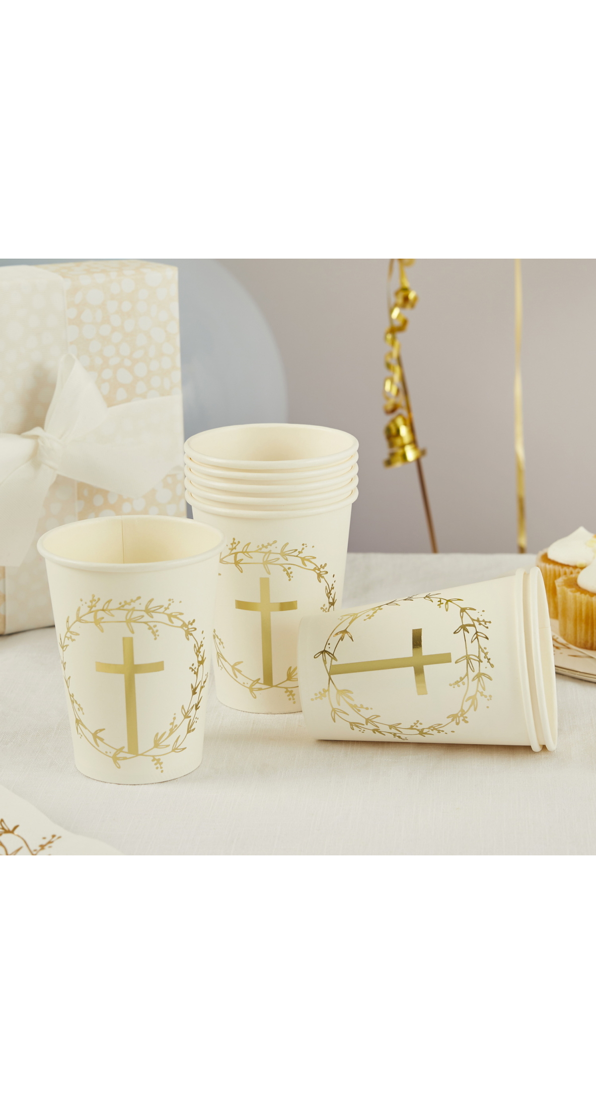 Gold Cross Paper Cups 8 pcs
