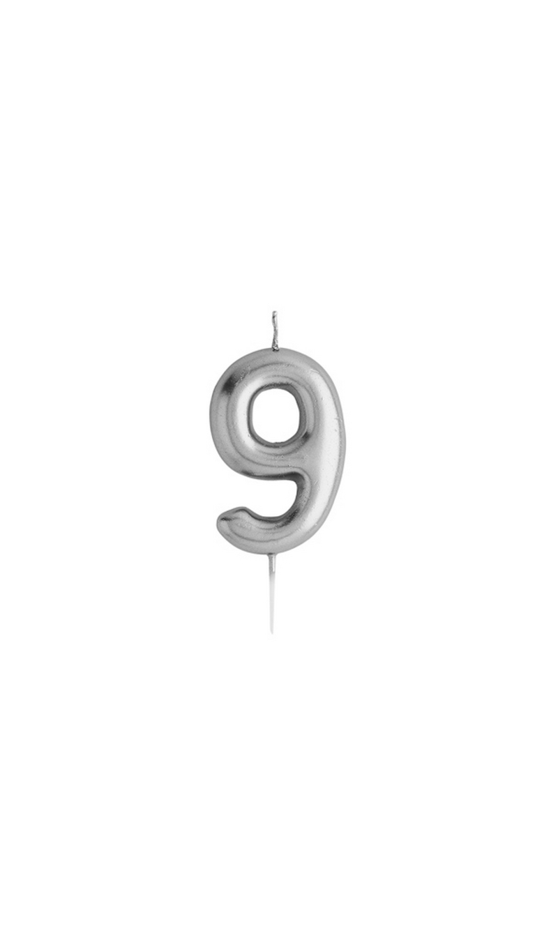 Silver No.9 Candle (H)87x(W)39mm