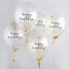 Gold Happy Birthday Confetti 12 Inch Latex Balloons 5pk