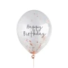 Rose Gold H/Birthday Confetti 12 Inch Latex Balloons 5pk - Image 2