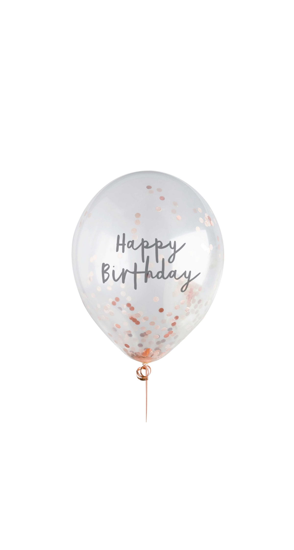 Rose Gold H/Birthday Confetti 12 Inch Latex Balloons 5pk - Image 2