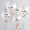 Rose Gold H/Birthday Confetti 12 Inch Latex Balloons 5pk