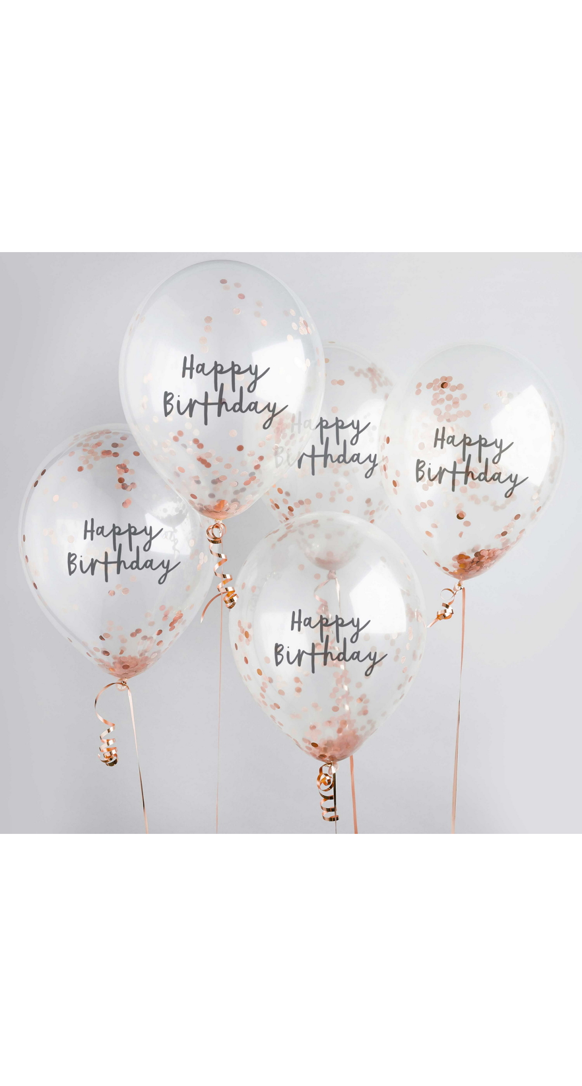 Rose Gold H/Birthday Confetti 12 Inch Latex Balloons 5pk