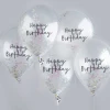 Iridescent Happy Birthday Confetti 12 Inch Latex Balloons 5pk