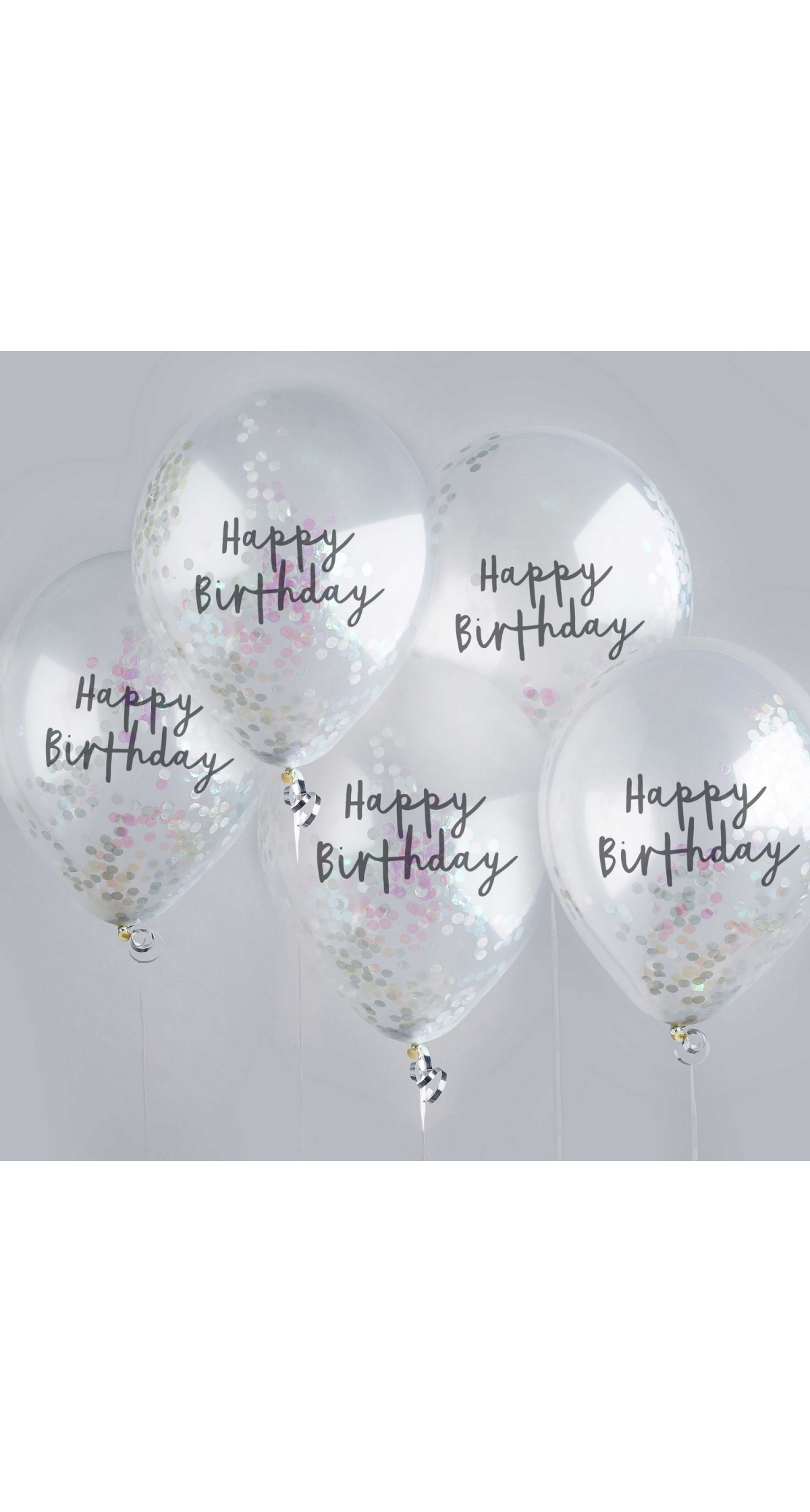 Iridescent Happy Birthday Confetti 12 Inch Latex Balloons 5pk