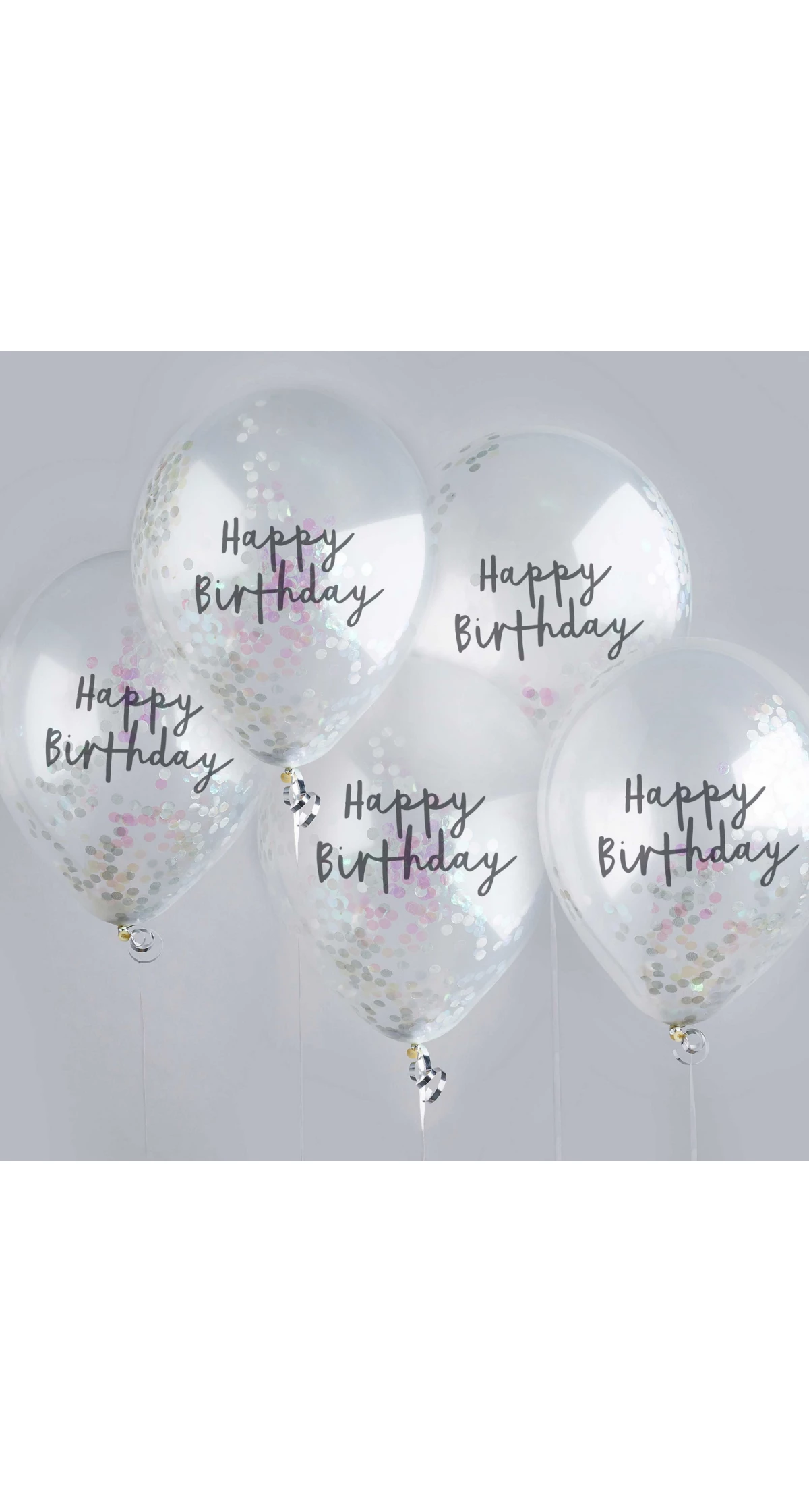 Iridescent Happy Birthday Confetti 12 Inch Latex Balloons 5pk - Image 3