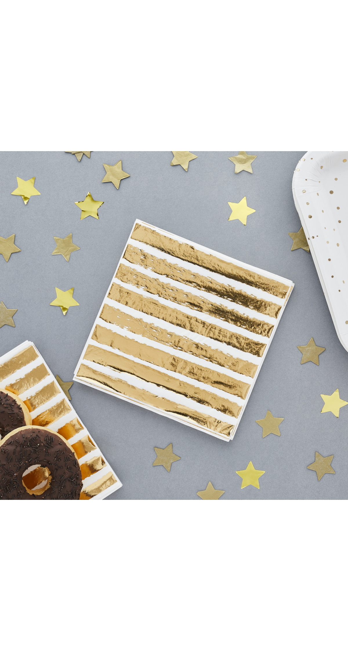 Gold Striped Napkins 16pk (165x165mm)