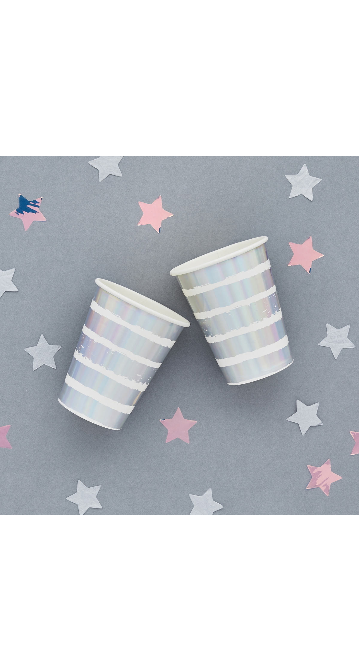 Iridescent Striped Paper Cups 8pk (75x95mm)