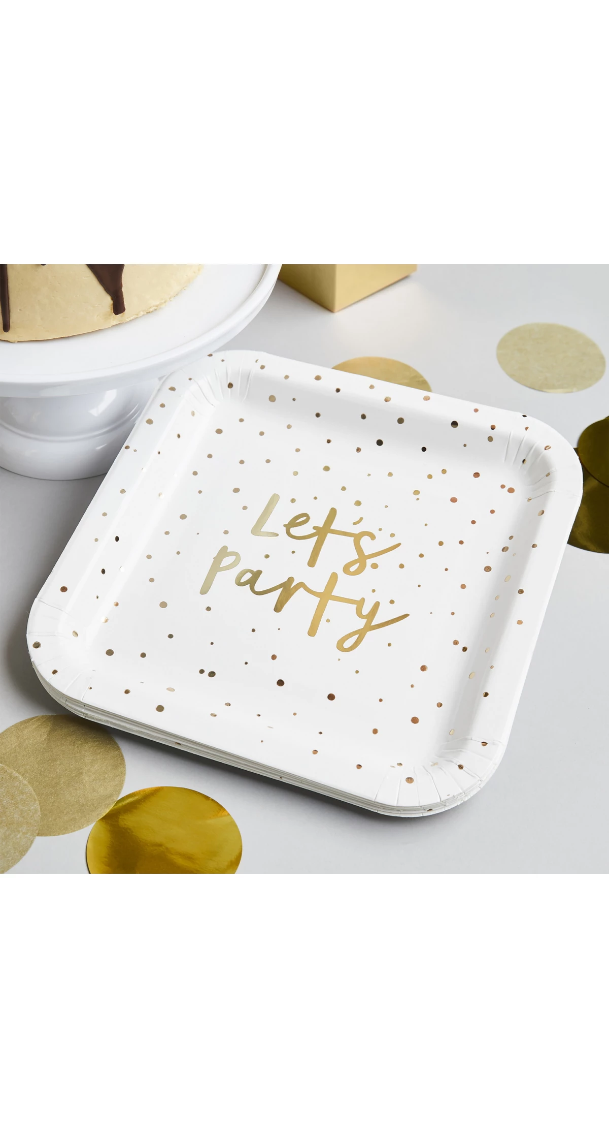 Gold Let's Party 9 Paper Plates 8 pcs - Image 4