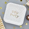 Gold Let's Party 9 Paper Plates 8 pcs