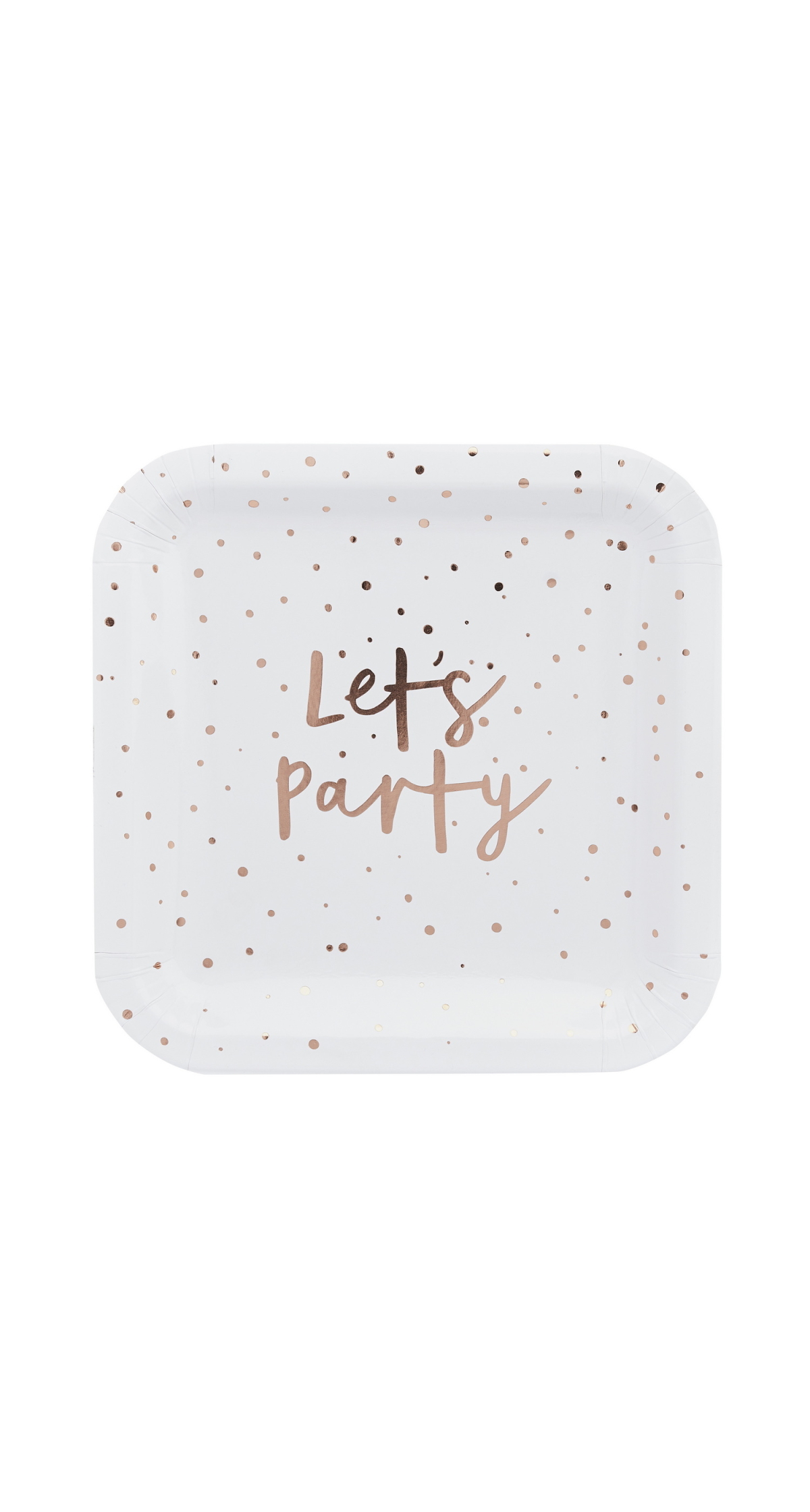 Rose Gold Let's Party 9 Paper Plates 8 pcs - Image 3