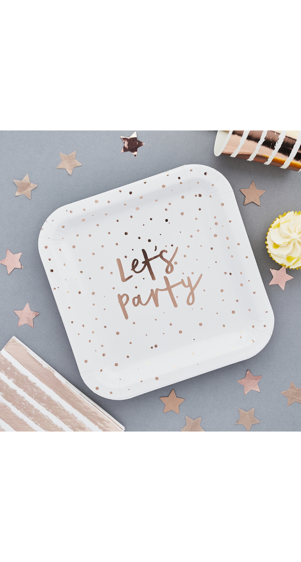 Rose Gold Let's Party 9 Paper Plates 8 pcs