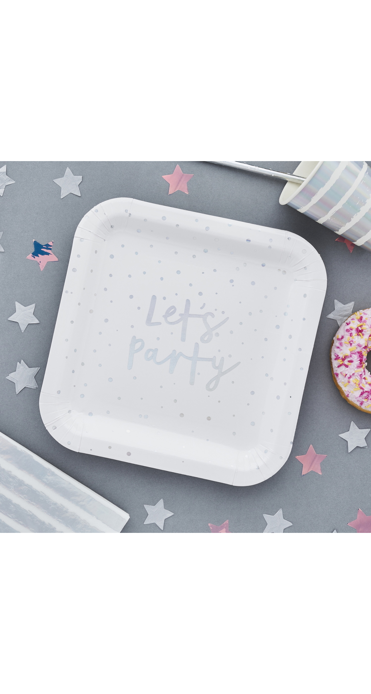 Iridescent Let's Party Paper Plates 8 pcs