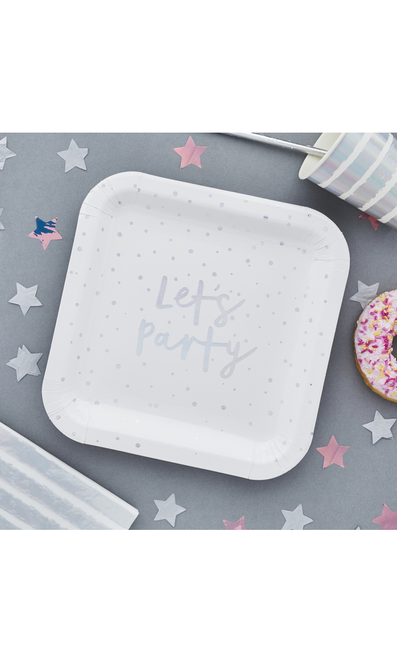 Iridescent Let's Party Paper Plates 8 pcs