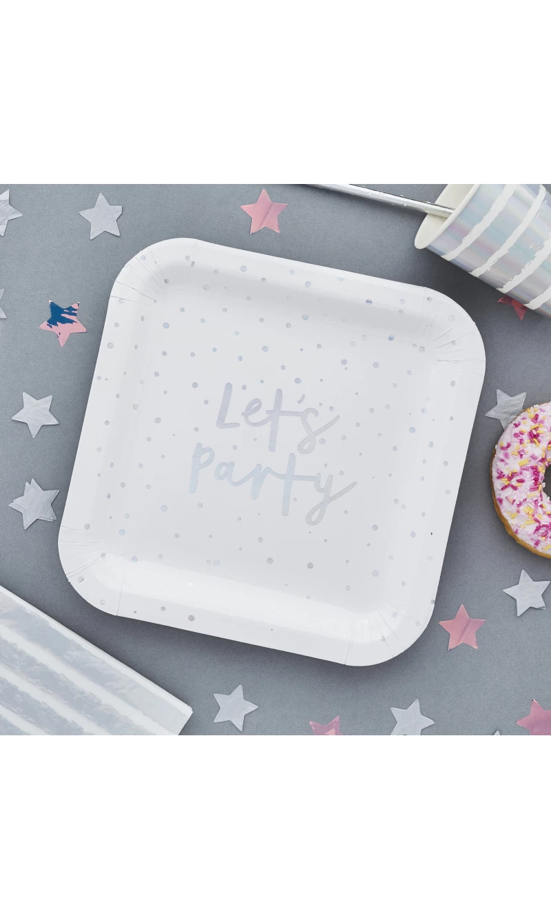 Iridescent Let's Party Paper Plates 8 pcs