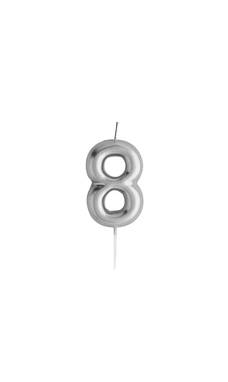 Silver No.8 Candle (H)89x(W)39mm