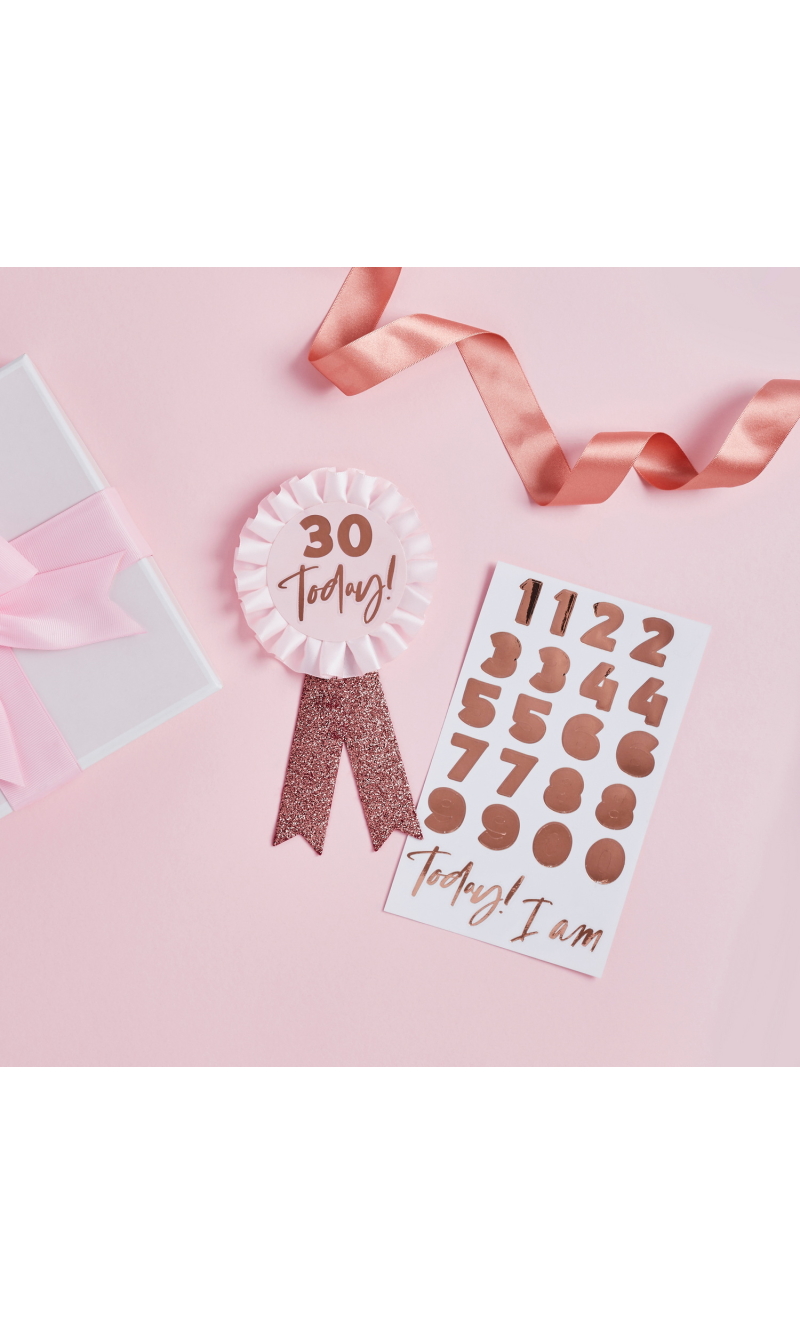 Rose Gold Milestone Birthday Badge Personalised With Stickers