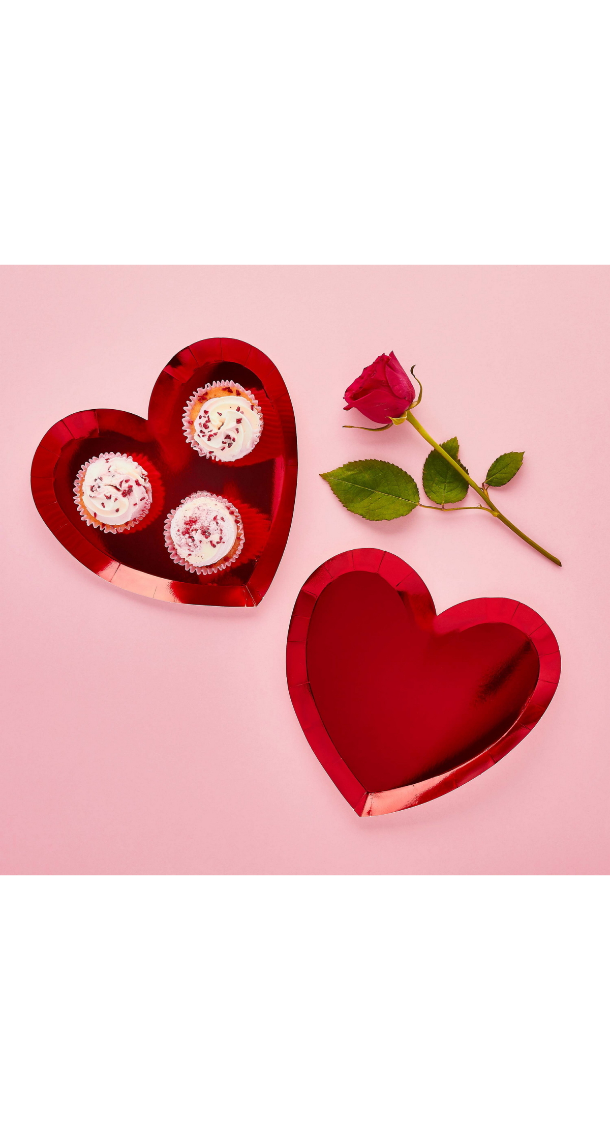 Heart Red Metallic Paper Plate 8 pcs - Image 2