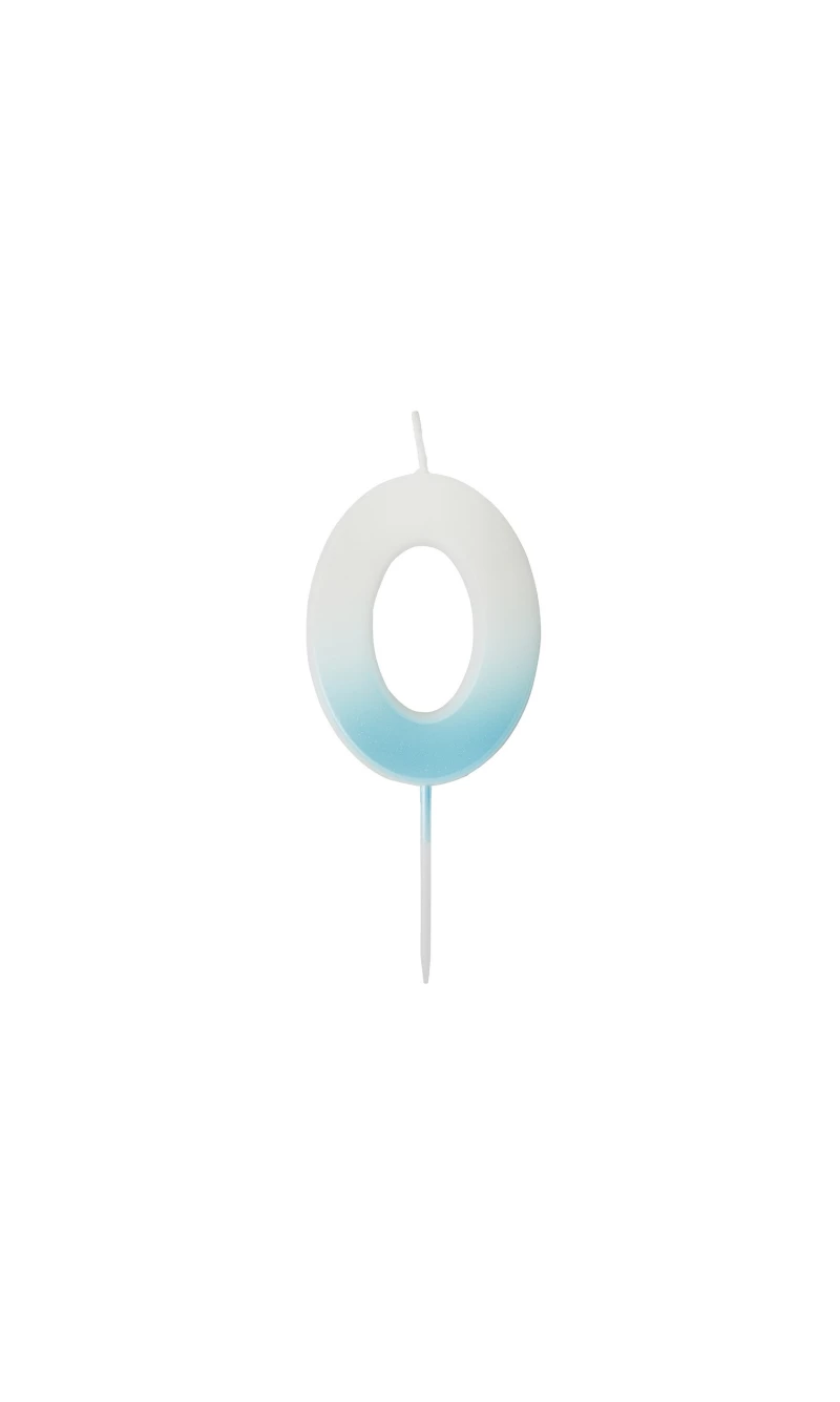 Blue Ombre Number 0 Wax Candle