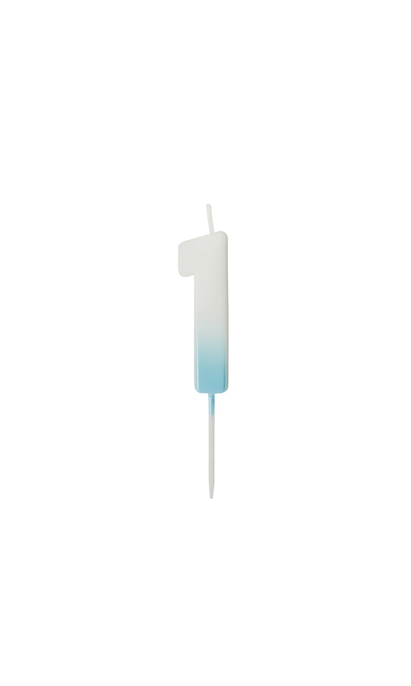 Blue Ombre Number 1 Wax Candle