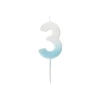 Blue Ombre Number 3 Wax Candle