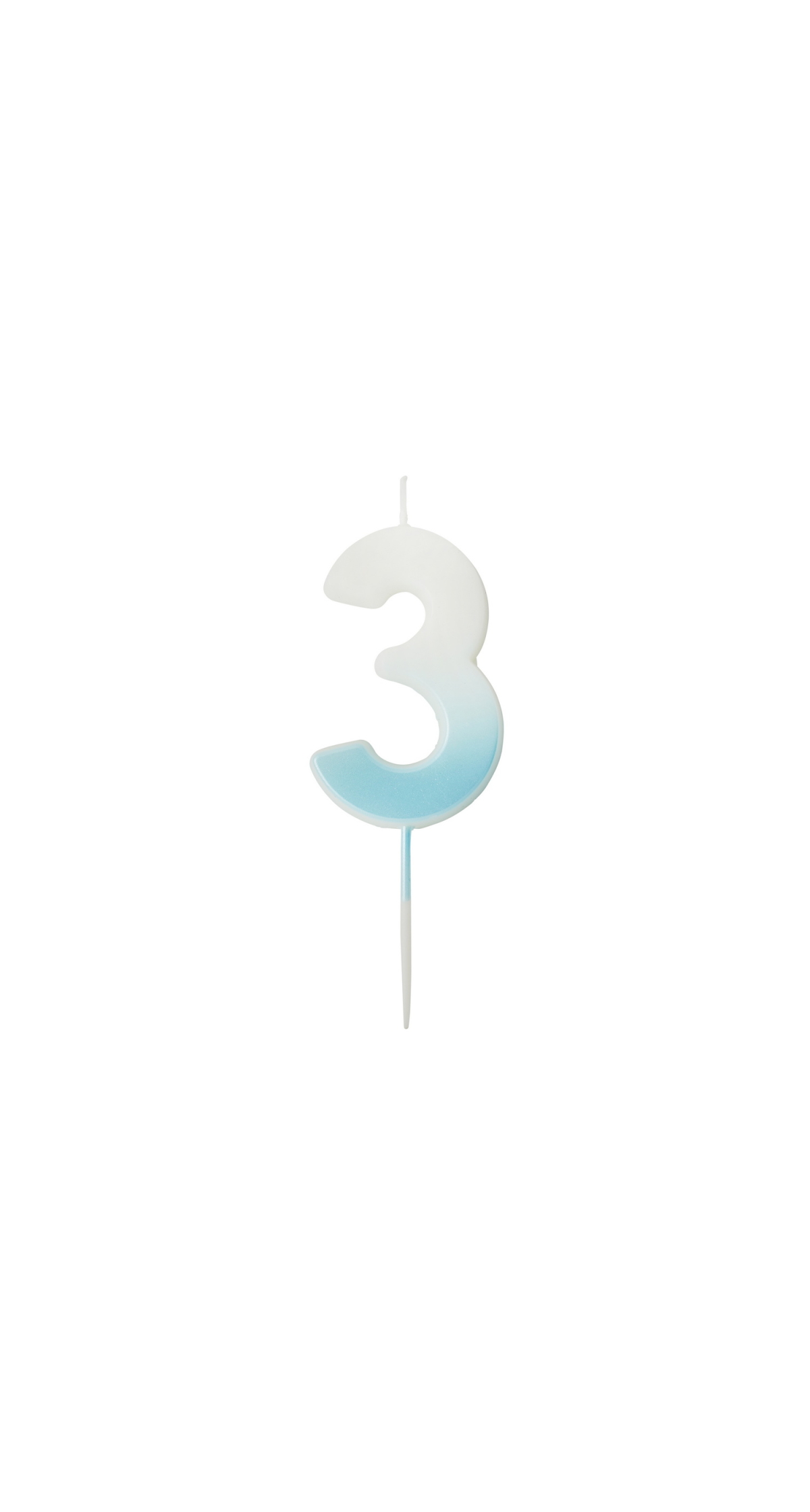 Blue Ombre Number 3 Wax Candle