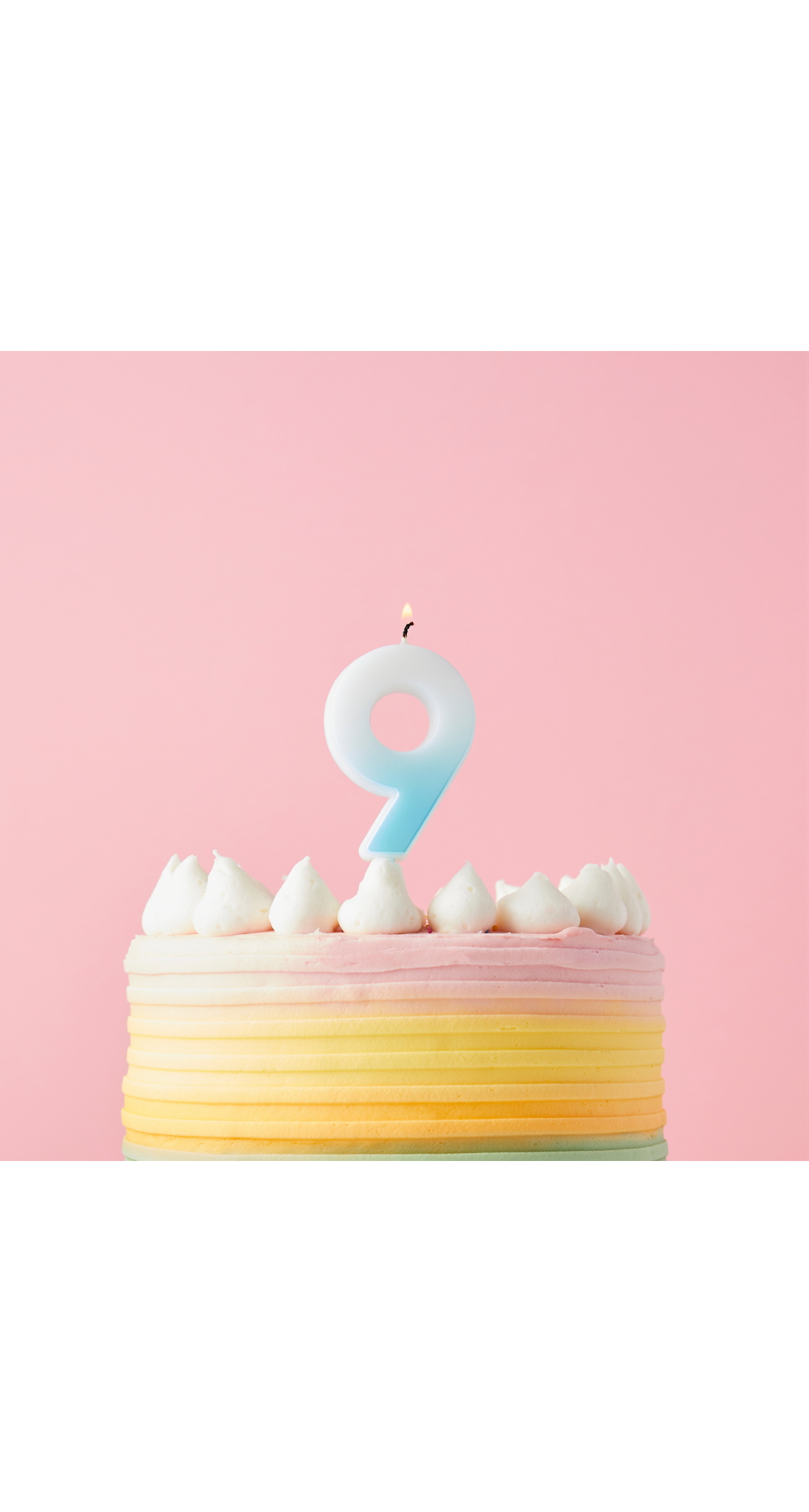 Blue Ombre Number 9 Wax Candle - Image 2