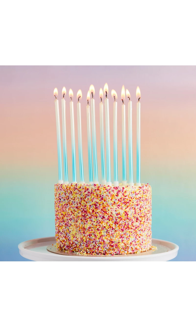 Blue Ombre Tall Skinny Wax Candles 12 Pack