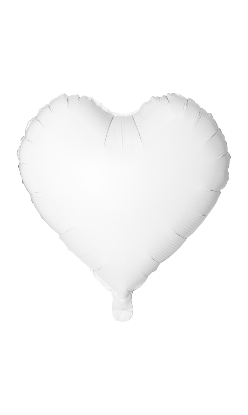 Solid Standard Heart Foil Balloon 18 Inch - White