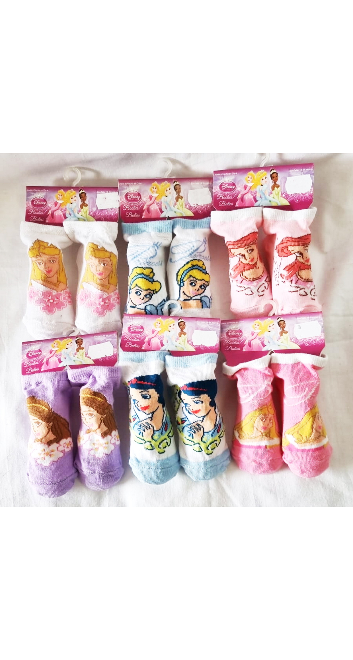 Disney Princess Booties / Butins Socks - For Age 18 to 24 Months