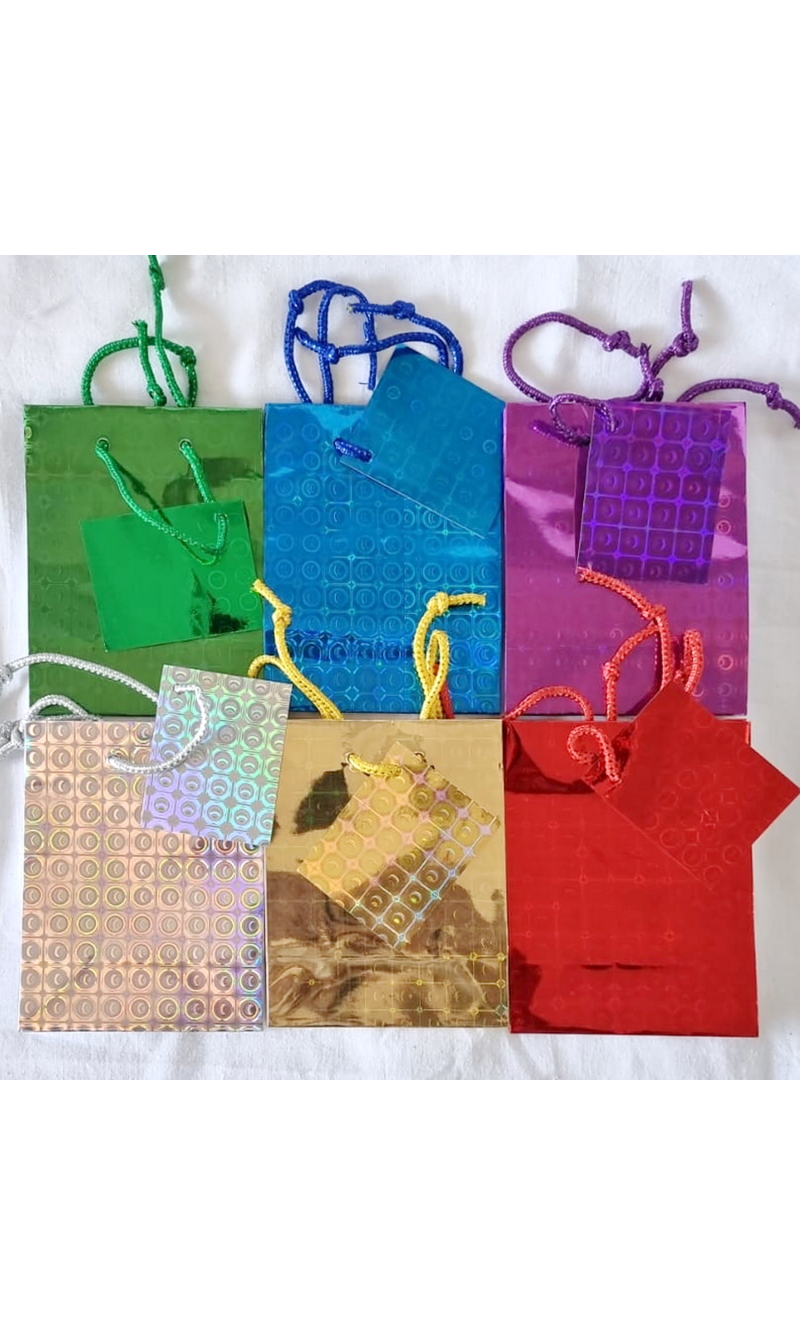 Holographic Paper Gift Bags Assorted Colors – 14x11cm