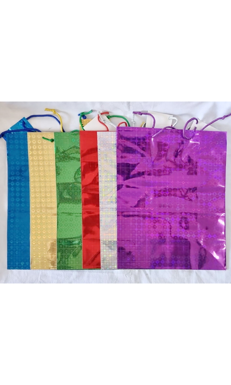 Holographic Paper Gift Bags Assorted Colors - 33x26cm