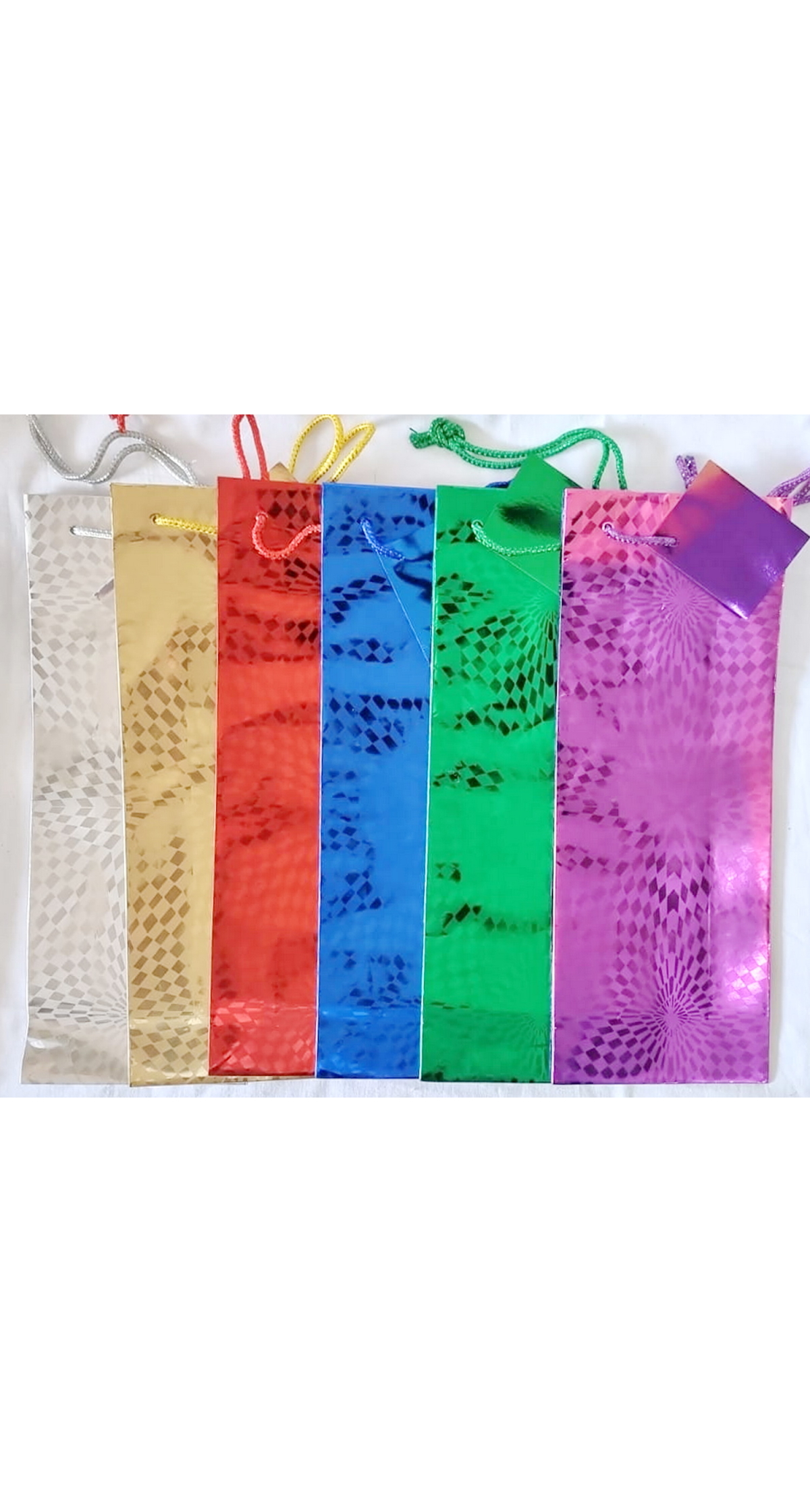 Holographic Paper Wine Gift Bags Assorted Colors â€“ 36x13.5cm