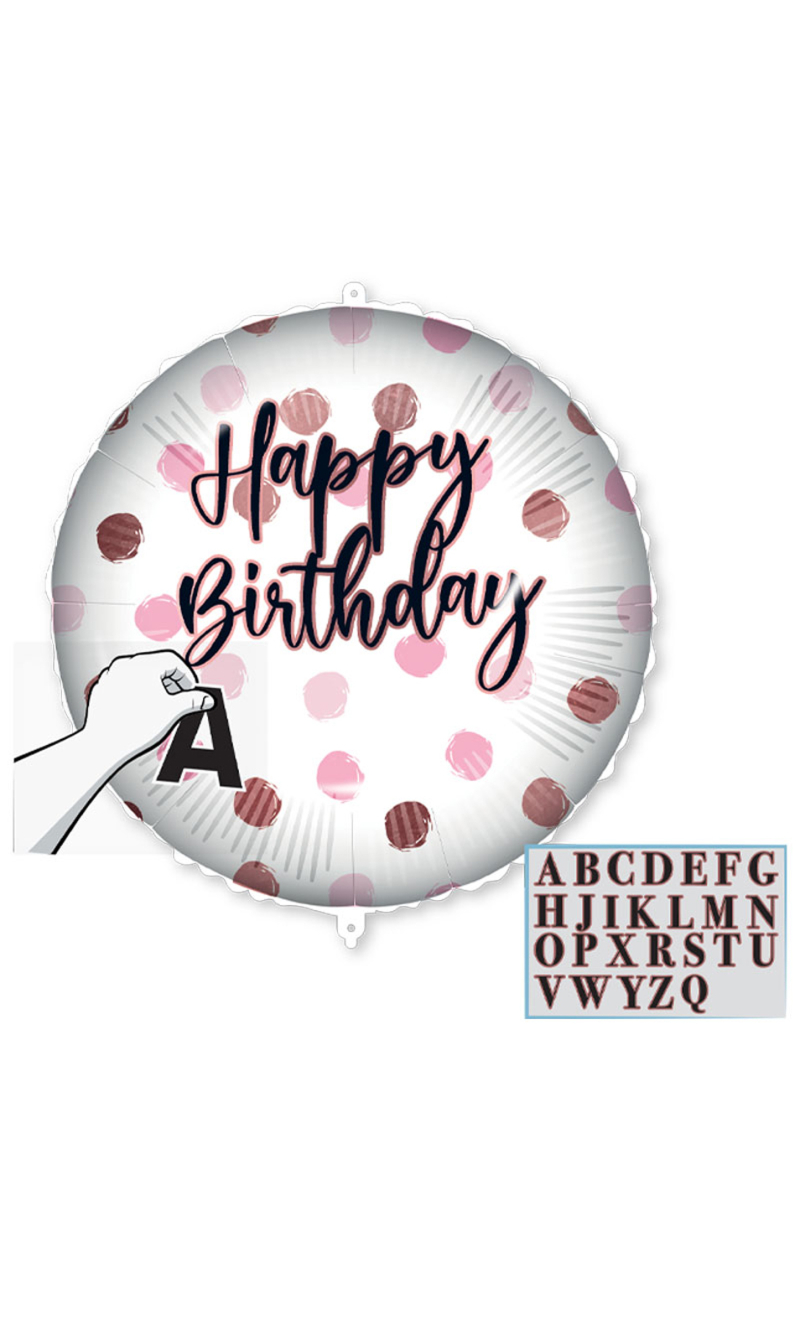 Personalised Happy Birthday Pink Foil Balloon 18"/46cm