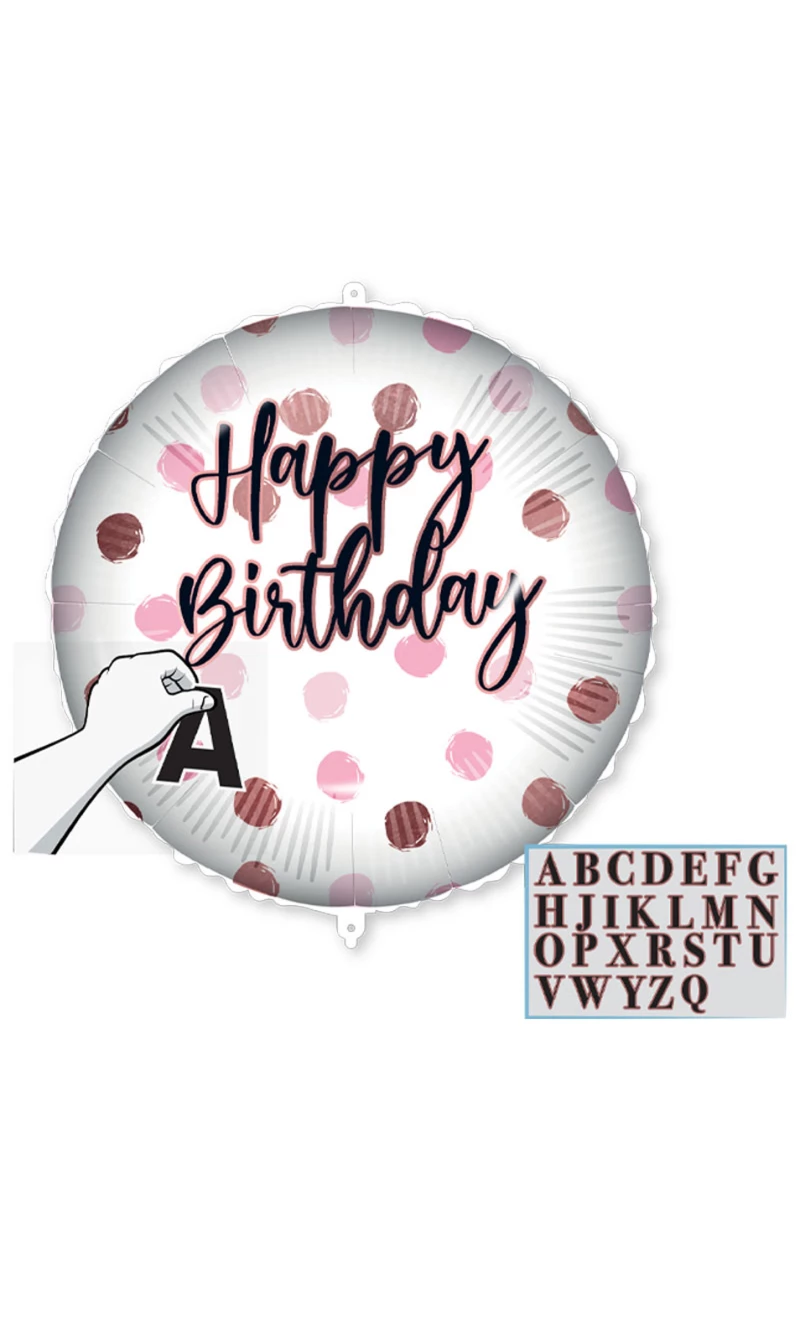 Personalised Happy Birthday Pink Foil Balloon 18"/46cm