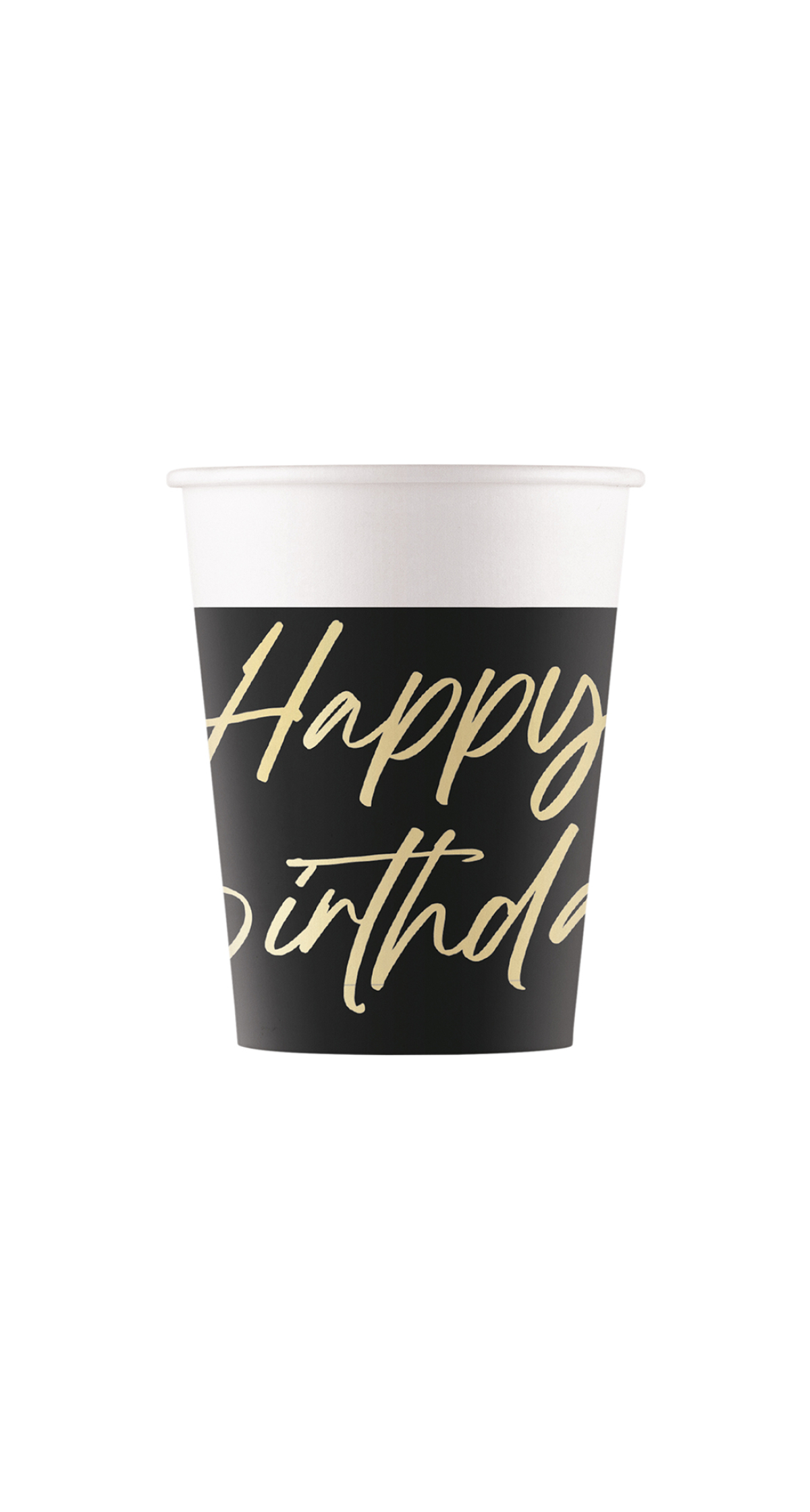 Elegant Happy Birthday FSC Paper Cups 200ml - 8pk