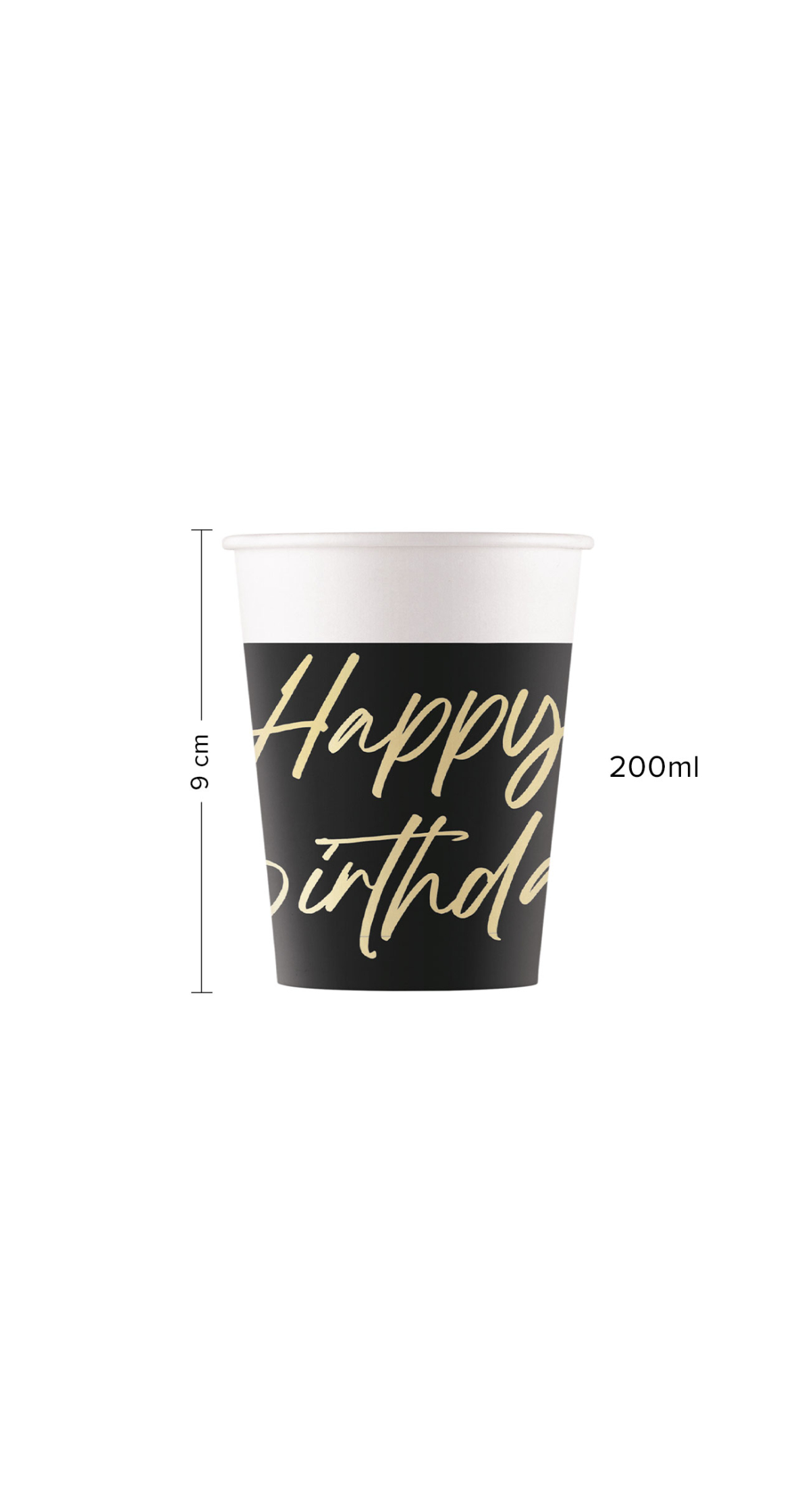 Elegant Happy Birthday FSC Paper Cups 200ml - 8pk - Image 2