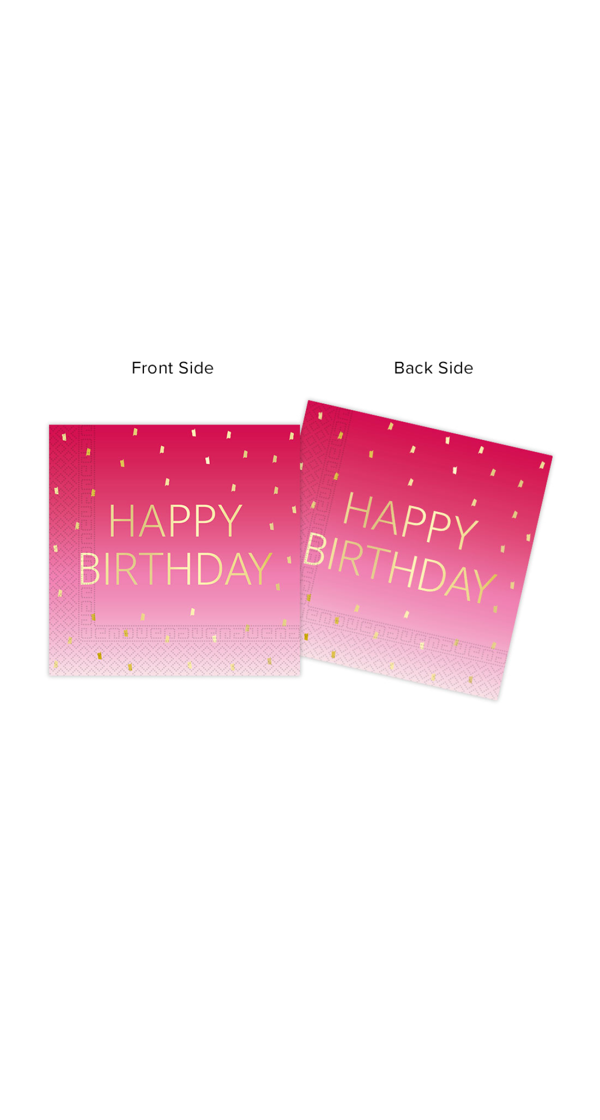 Golden Happy Birthday Pink FSC Paper Napkins 33x33cm - 20pk - Image 3