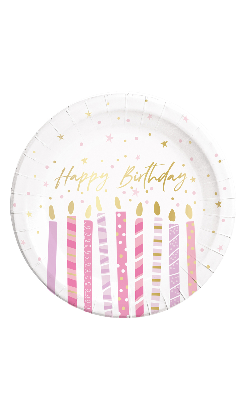 Birthday Candles FSC Paper Plates Large 23cm - 8pk