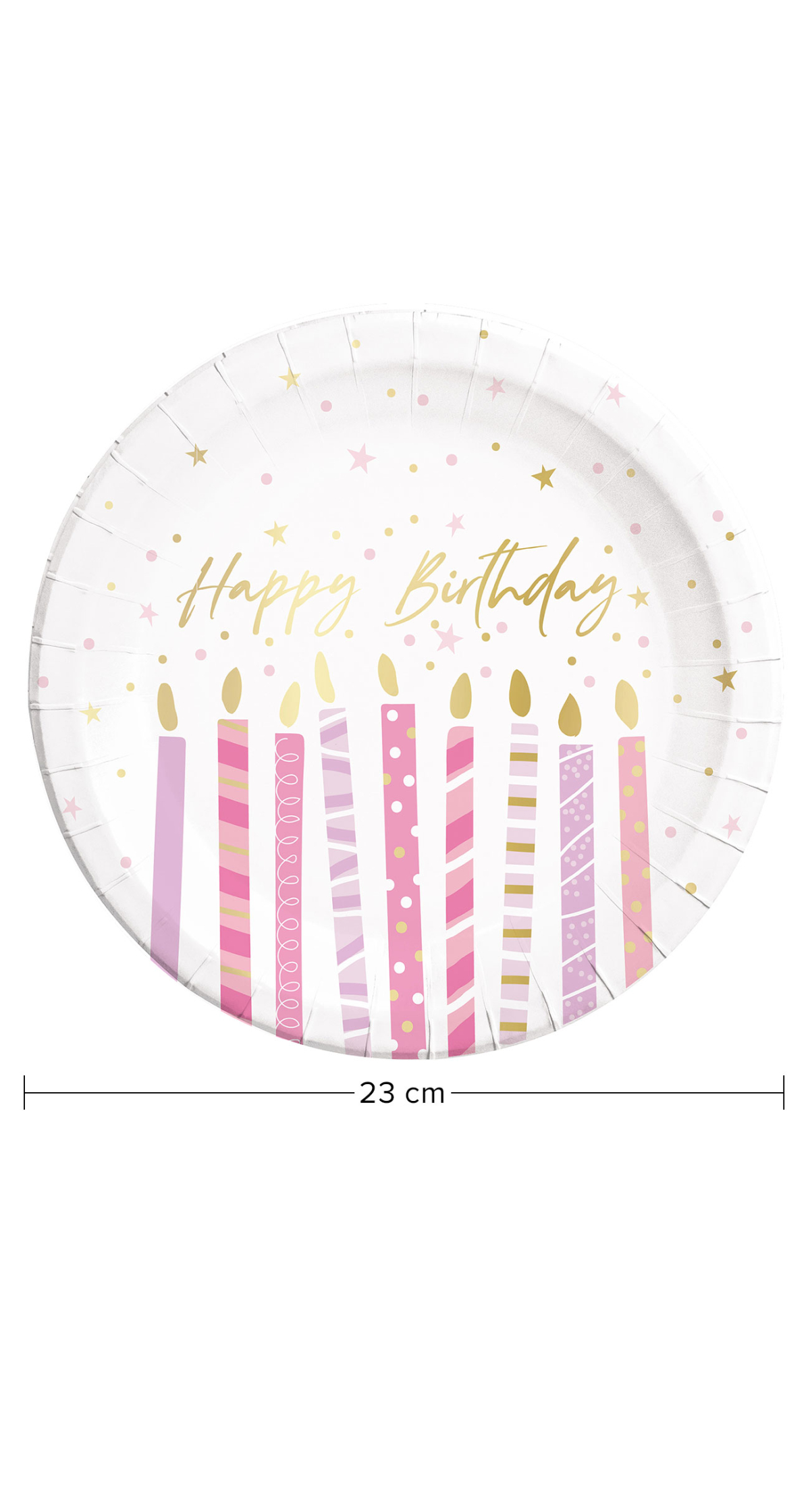 Birthday Candles FSC Paper Plates Large 23cm - 8pk - Image 2