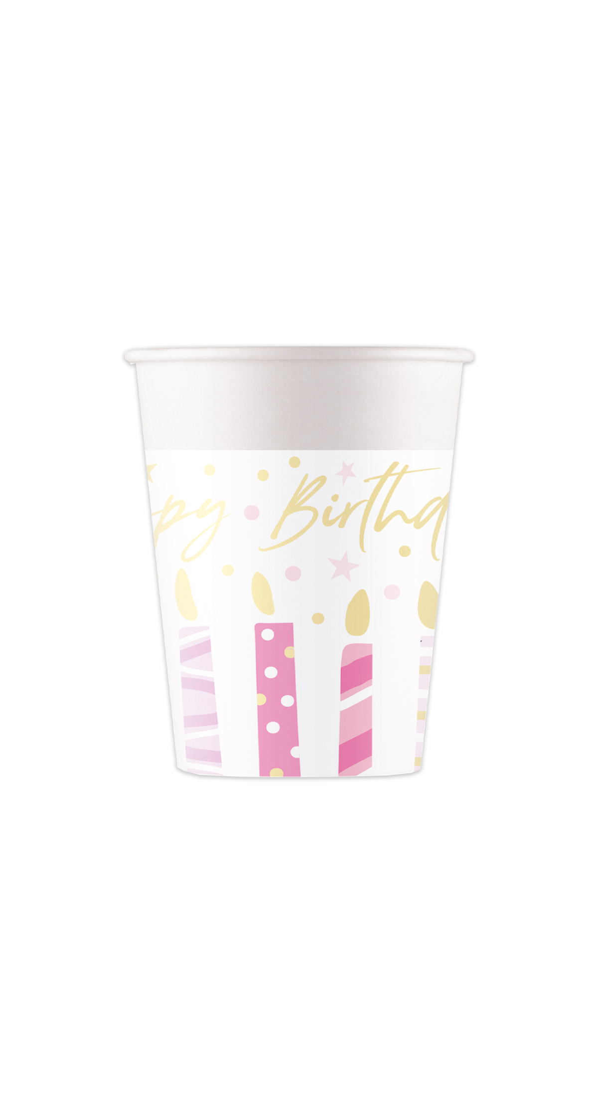 Birthday Candles FSC Paper Cups 200ml - 8pk