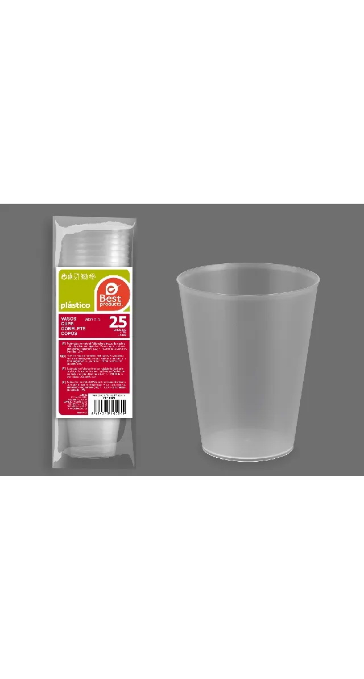 Clear Reusable Plastic Cups 500ml - 25pk